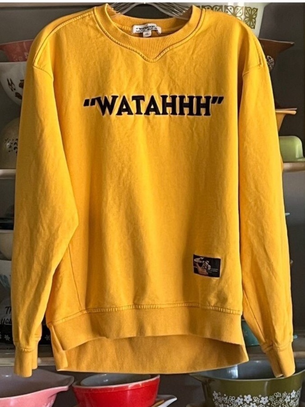 Bruce Lee x Fairwhale WATAHHH! Yellow Embroidered Sweatshirt - Size Large